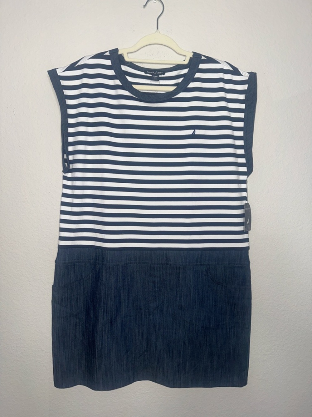 Nautica' Navy and White Striped Casual Dress